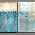 Modern Abstract Wall Art With Blue White Beige Textured Brushstrokes
