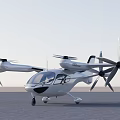 Futuristic Electric Helicopter with Multiple Rotors and Modern Design on Ground