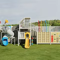 Outdoor Playground Equipment With Slides Climbing Structures And Activity Panels
