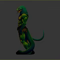 Green Muscular Snake Humanoid Creature With Tribal Attire And Coiled Tail