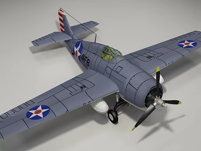 Vintage Gray Propeller Passenger Aircraft With Star Emblem On Wings And Cockpit 3d model