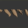 Golden Human Ear Models In Various Shapes With Glossy Surface And Black Background Reflections
