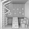 Indoor Play Equipment With Climbing Net Slide Wooden Steps And Circular Wall Decorations
