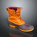 Durable Orange and Gray Laced Work Boots with Yellow Rubber Sole 3d model