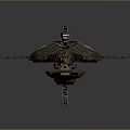 Futuristic Combat Spaceship Featuring Blue Accents Metallic Structure And Multi Wing Weapon Design