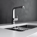 Stainless Steel Kitchen Sink Double Bowl Design With Faucet And Drainer Rack