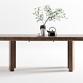 Quiet Dining Table Strip Dining Table Long Dining Table Ornaments 3d model