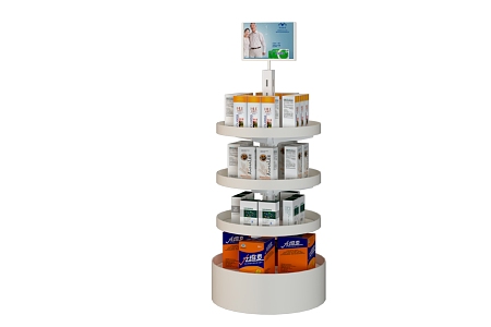 Shelf Round Promotion Desk Promotion Stand Display Cabinet Scene Stack Pharmacy Shelf Promotion Rack Display Rack 3d model