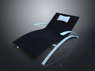 Modern Black Lounge Chair With White Cushion And Curved White Armrests Design 3d model