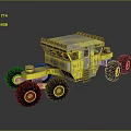 Yellow Off Road Rover With Large Wheels And Sturdy Top Equipment Design