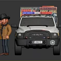 Toy Police Truck With Police Lights Colored Box In Truck Bed And Toy Figure