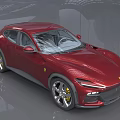 Red Ferrari SUV with sleek modern sporty exterior design alloy wheels and yellow brake calipers