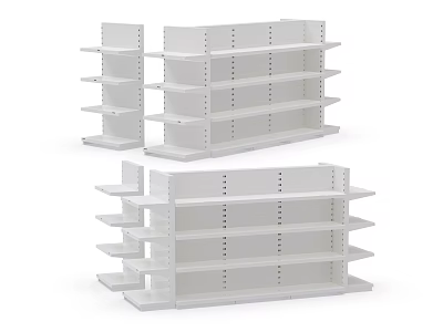 White Display Shelves With Multiple Adjustable Layers For Retail Store Use 3d model
