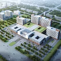Modern Hospital Building Complex With Green Landscaping Multiple Buildings And Parking Areas