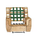 Single Sofa With Wooden Frame And Green Grid Support Exposed Internal Structure 3d model