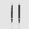 Two Sleek Black Metallic Pens With Gold Accents And Modern Design Pen Clips