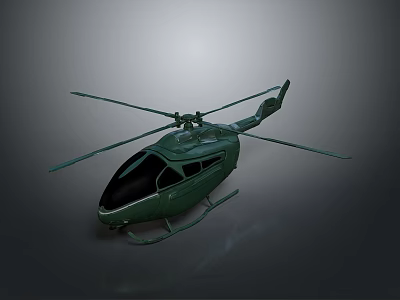 Green Utility Helicopter 3D Render with Detailed Exterior on Gray Background 3d model