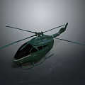 Green Utility Helicopter 3D Render with Detailed Exterior on Gray Background