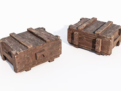 Two Rustic Wooden Boxes With Vintage Plank Design And Solid Structure 3d model