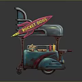 Rocket Dogs Hot Dogs Food Cart With Buns Ketchup Mustard And Toppings