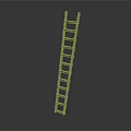 Wooden Ladder With Vertical Structure And Wooden Rungs On Gray Background