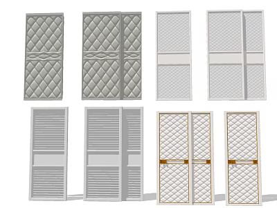Various Design Wardrobe Doors Including Diamond Quilted Louvered And Grid Panel Styles 3d model