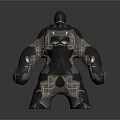 Mechanical Robot Character With Geometric Black Gold Design And Glowing Elements
