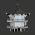 Traditional Chinese Pavilion Architecture With Multi Layered Structure Red Railings And Gray Roof