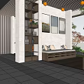Modern Indoor Garden Landscape Design With Green Plants And Decorative Shelves
