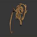 Artistic Golden Mythical Character With Curved Branched Serpent Creature Sculpture Design
