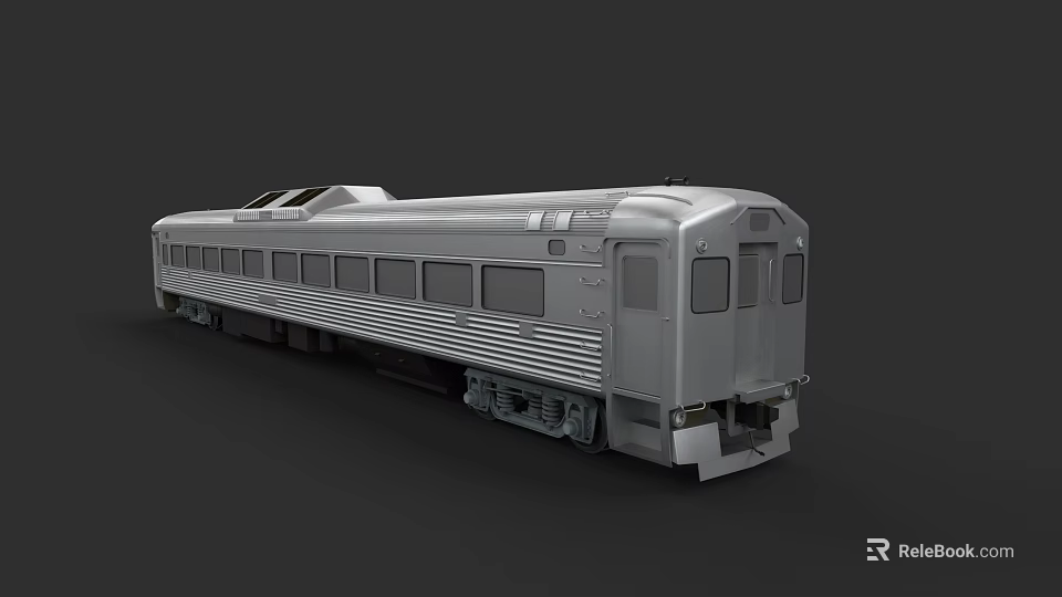 Silver Modern Passenger Train With Streamlined Design And Metal Body Featuring Windows 3d model 