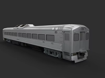 Silver Modern Passenger Train With Streamlined Design And Metal Body Featuring Windows 3d model