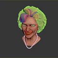 Woman With Curly Blonde Hair Wearing Pearl Necklace Detailed Head Sculpture