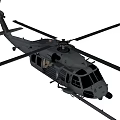 Military Helicopter With Extended Rotor Blades Open Doors And Detailed Fuselage Design