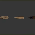 Three Traditional Wooden Axes With Different Colored Handles And Textures