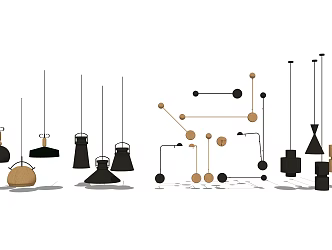 Light luxury lamps combination chandelier combination 3d model