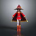 Game Movie Character With Red Robe Pointed Hat Yellow Trim White Pants And Red Boots