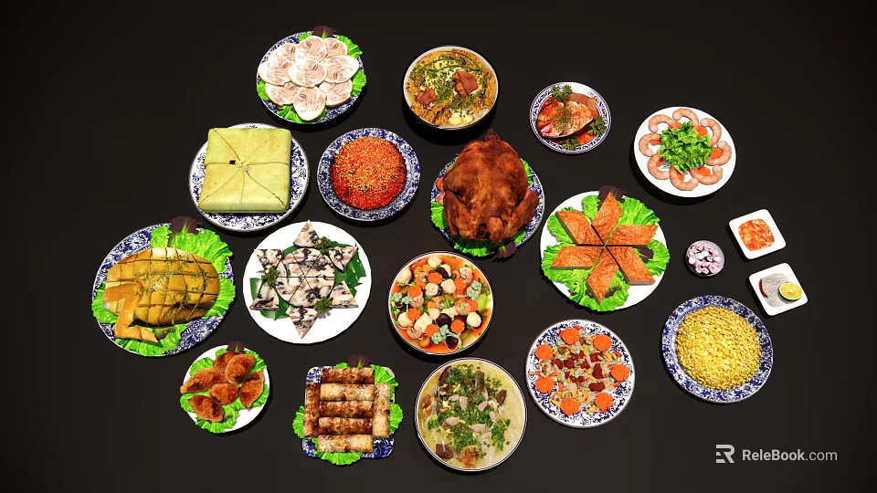 Colorful Food Shaped Hanging Decorations With Various Dish Designs For Home Decor 3d model 