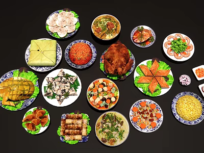 Colorful Food Shaped Hanging Decorations With Various Dish Designs For Home Decor 3d model