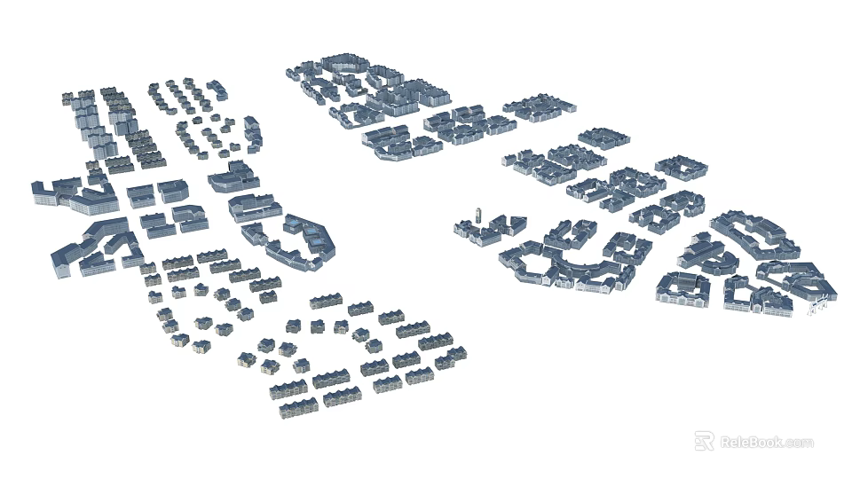 Modern Urban Building Complex Model With Planned Layout And Various Building Types 3d model 