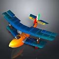 Vintage Biplane Model With Orange Fuselage Blue Wings And Green White Red Tail Stripes F-HOGA