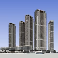 Modern High Rise Residential Complex Aerial View With Green Areas And Water Features