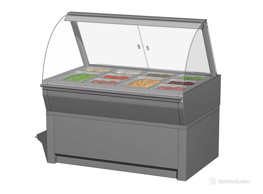Refrigerated Display Showcase With Transparent Glass Cover And Multiple Food Compartments 3d model 