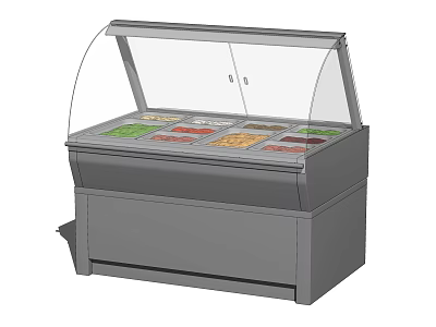 Refrigerated Display Showcase With Transparent Glass Cover And Multiple Food Compartments 3d model