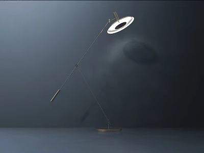 Modern Minimalist Floor Lamp With Adjustable Metal Arm And Round Shade Shadow Effect 3d model