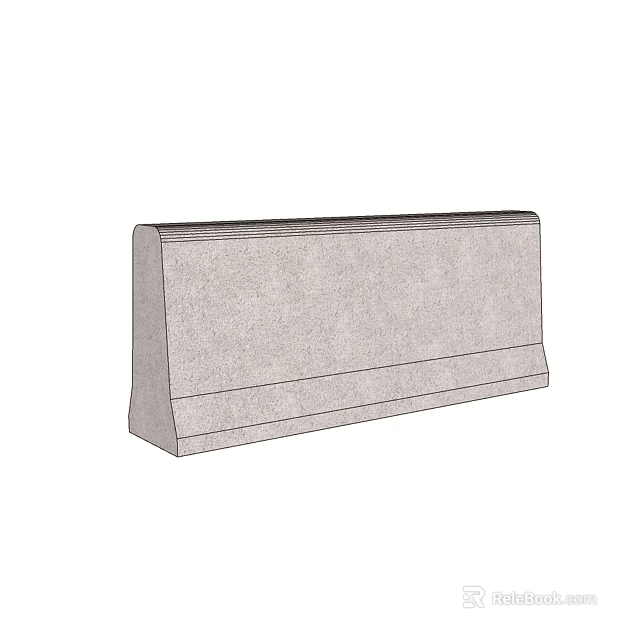 Gray Concrete Fence with Slab Design for Outdoor Boundary Protection 3d model 