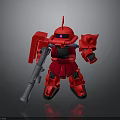 Detailed Red Robot Character with Mechanical Armor and Weapon Design Features