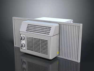 Modern Air Conditioner Fan With White Finish Control Panel And Grille Design 3d model