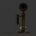 Vintage Wooden Telephone With Metal Rotary Dial And Classic Retro Design Features