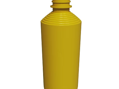 Yellow Cylindrical Bottle With Ringed Texture Screw Cap And Smooth Surface 3d model